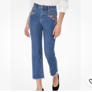 Kate Spade Blue Cropped Jeans with Floral Details
